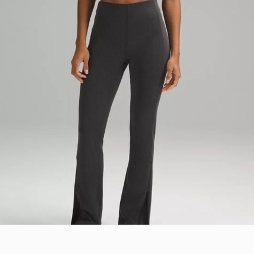 Lululemon Ribbed High-Rise Flare Pants — Charcoal